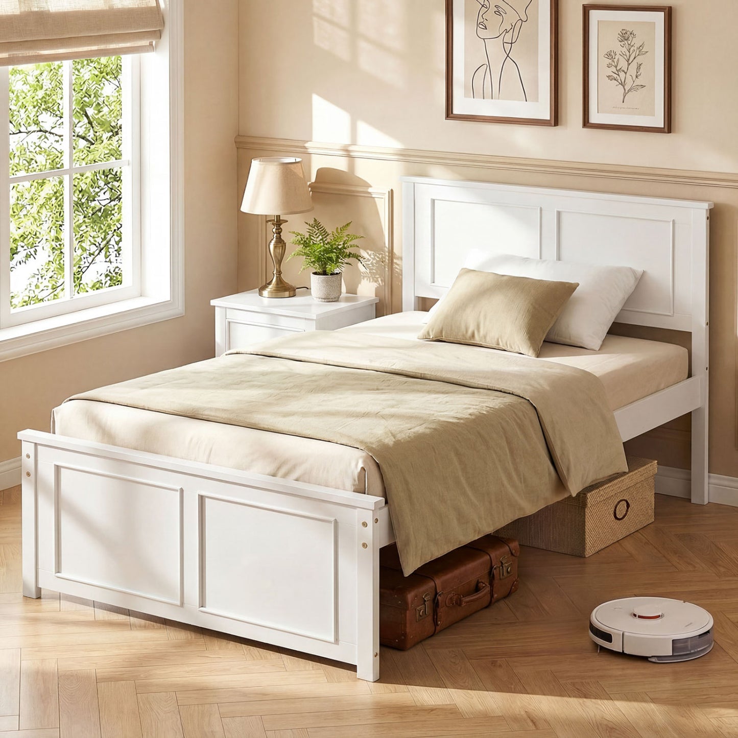 Queen Size Platform Bed Frame with Headboard