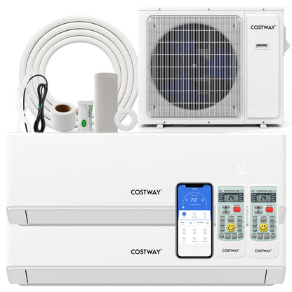 UltrEco Series 24000 BTU 2 Zone 23 SEER2 Mini Split Air Conditioner Wifi Enabled with Heat Pump-7K + 18K