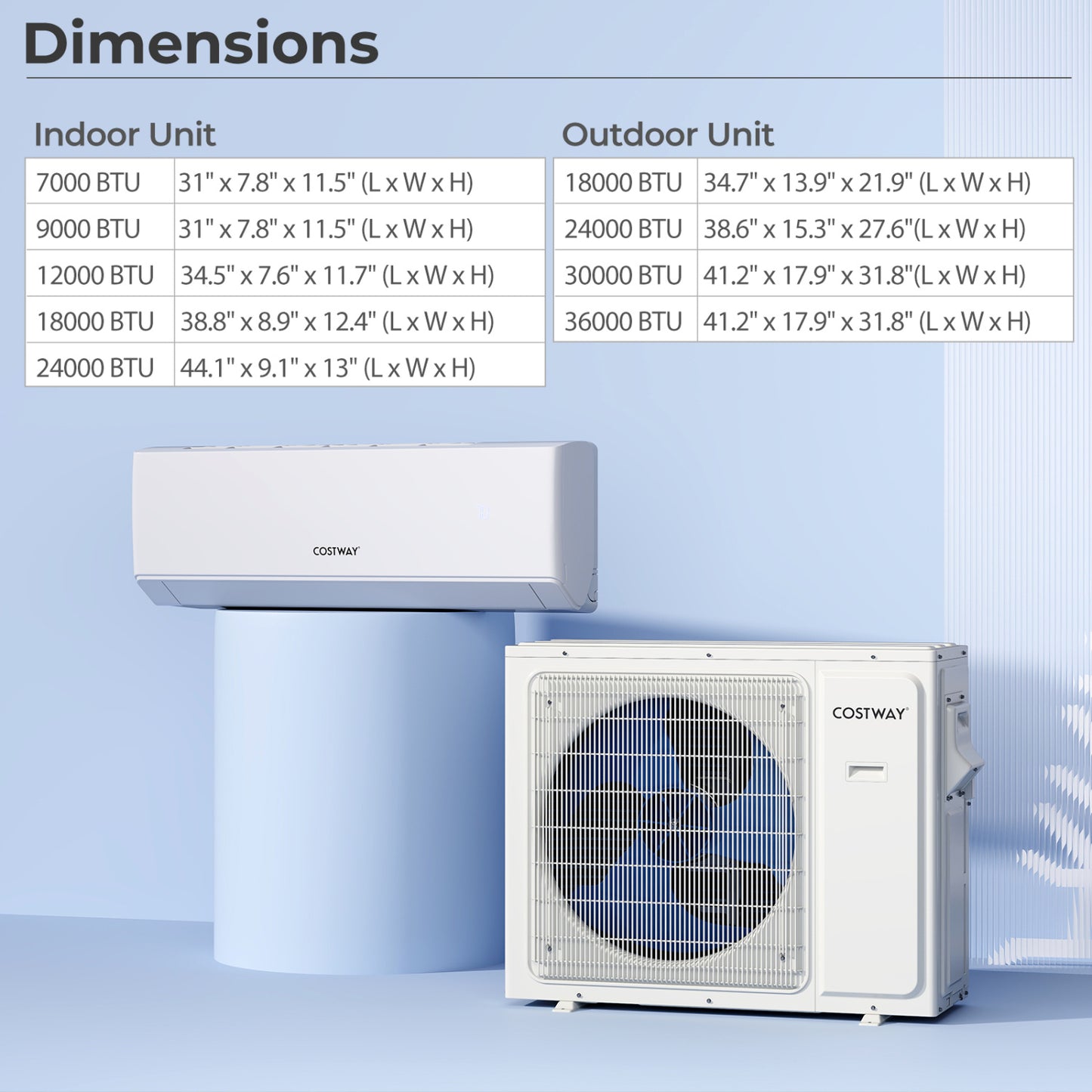 UltrEco Series 24000 BTU 3 Zone 23 SEER2 Mini Split Air Conditioner Wifi Enabled with Heat Pump-7K + 9K + 12K