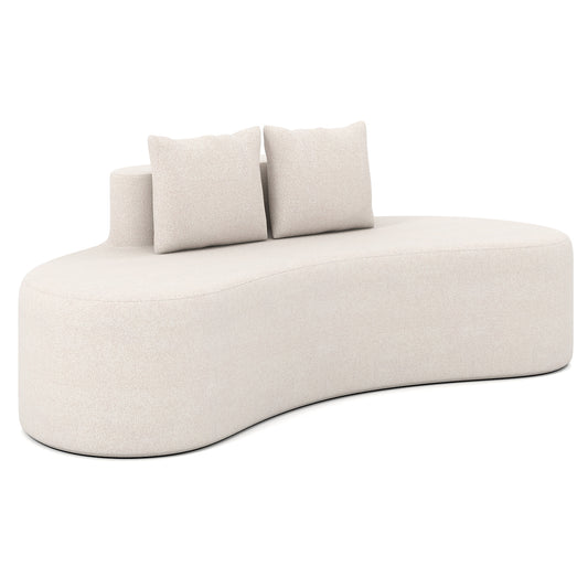 Upholstered Curved Sofa with 2 Cozy Pillows-Beige