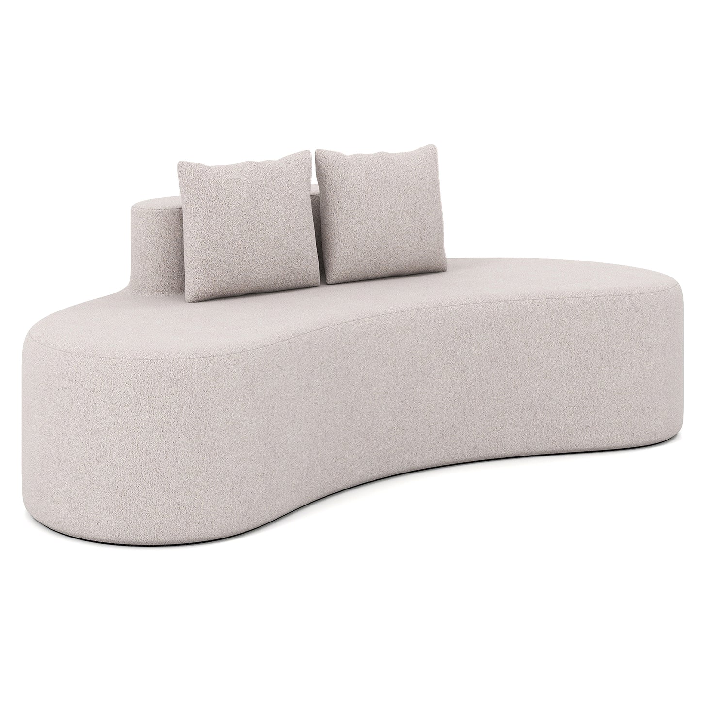 Upholstered Curved Sofa with 2 Cozy Pillows-Beige