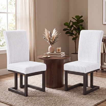 Upholstered Dining Chairs Set of 2 with Rubber Wood Legs and Padded Seat for Dining Room-Beige