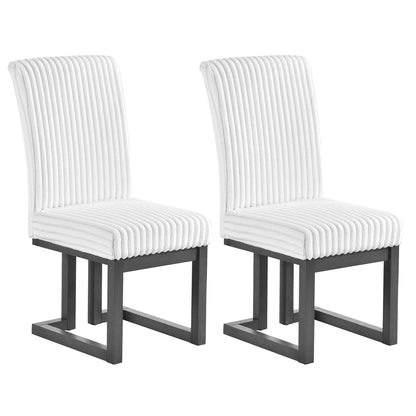 Upholstered Dining Chairs Set of 2 with Rubber Wood Legs and Padded Seat for Dining Room-Beige
