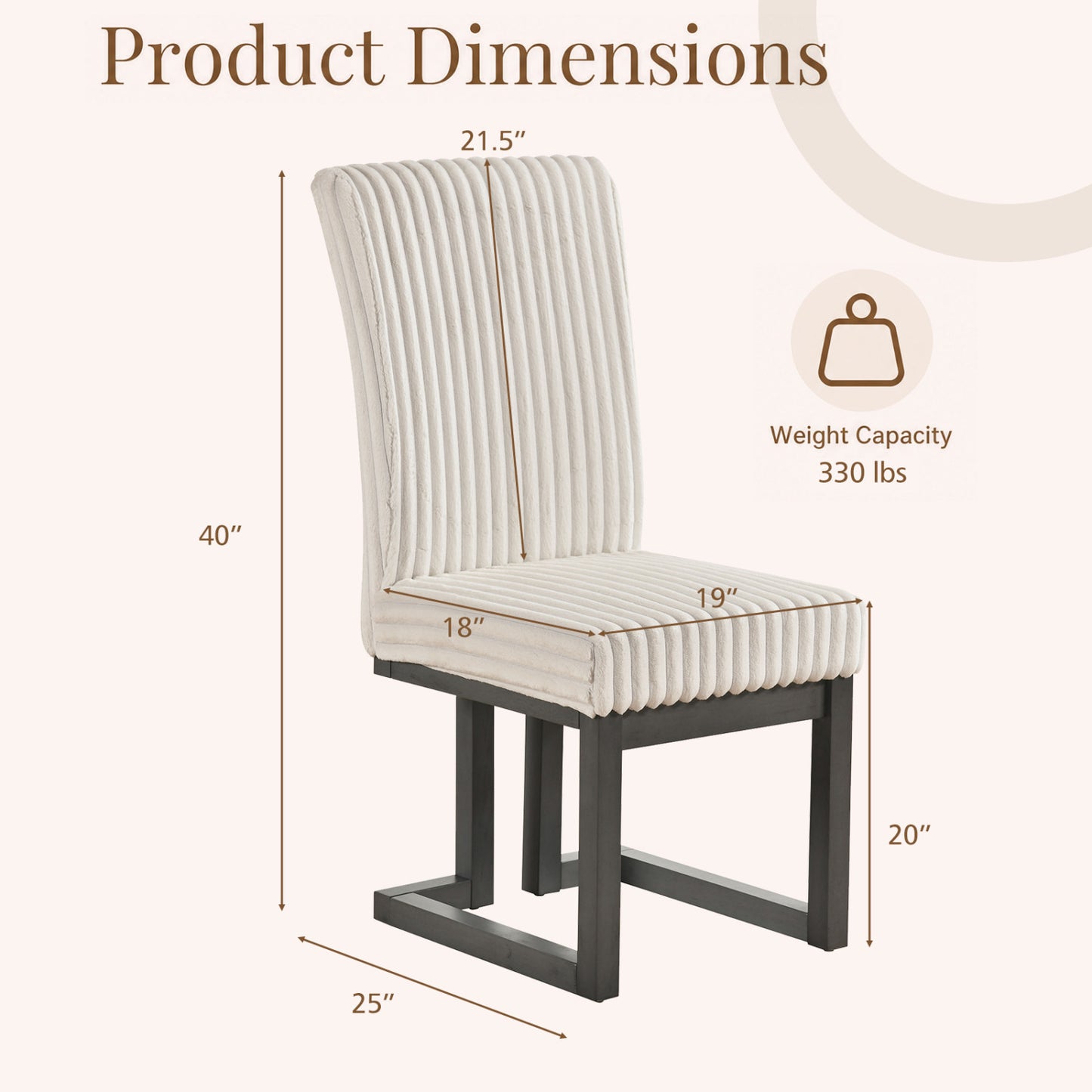 Upholstered Dining Chairs Set of 4 with Rubber Wood Legs and Padded Seat for Dining Room-Beige