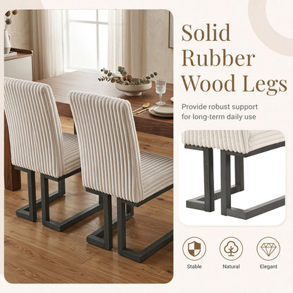 Upholstered Dining Chairs Set of 4 with Rubber Wood Legs and Padded Seat for Dining Room-Beige