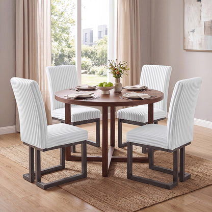 Upholstered Dining Chairs Set of 4 with Rubber Wood Legs and Padded Seat for Dining Room-Beige