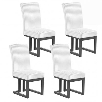 Upholstered Dining Chairs Set of 4 with Rubber Wood Legs and Padded Seat for Dining Room-Beige