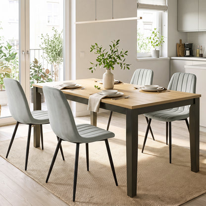 Upholstered Fabric Dining Chairs Set of 4 with Sturdy Metal Legs and Curved Backrest-Beige