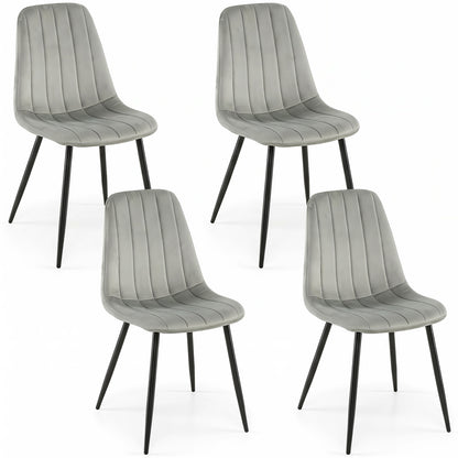 Upholstered Fabric Dining Chairs Set of 4 with Sturdy Metal Legs and Curved Backrest-Beige