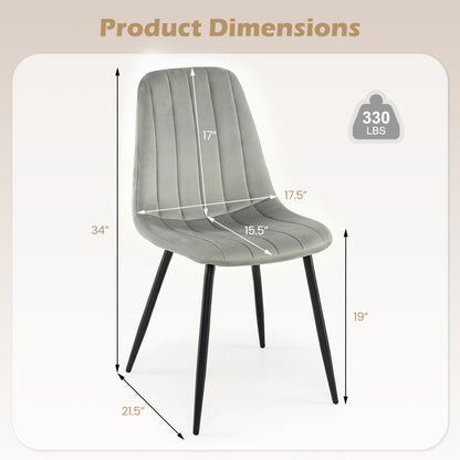 Upholstered Fabric Dining Chairs Set of 4 with Sturdy Metal Legs and Curved Backrest-Beige