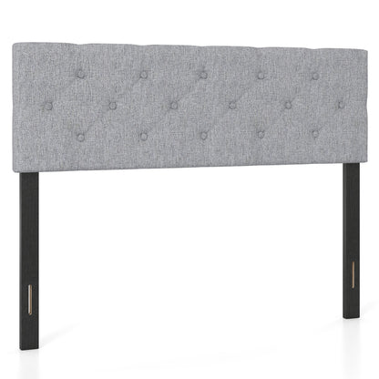 Beige upholstered queen/full size tufted linen fabric headboard with a modern bed frame mount, designed for bedroom decor.