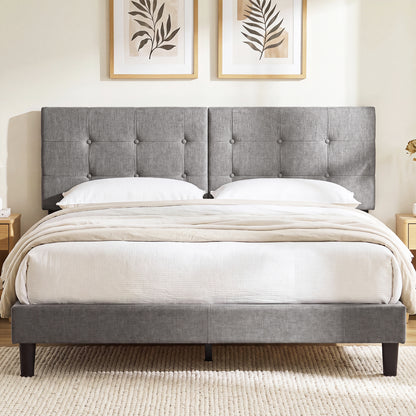 Upholstered Headboard with Adjustable Width for Full/Queen Size Beds-Dark Gray
