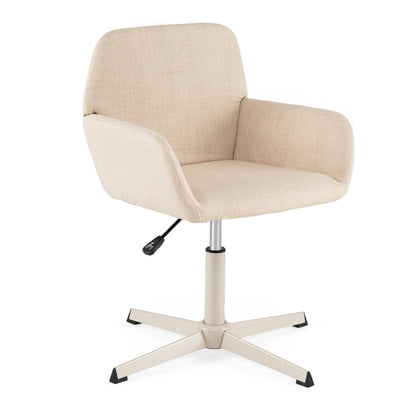 Vanity Chair with Back 360° Swivel Armchair w/ Adjustable Height for Home Office-Beige