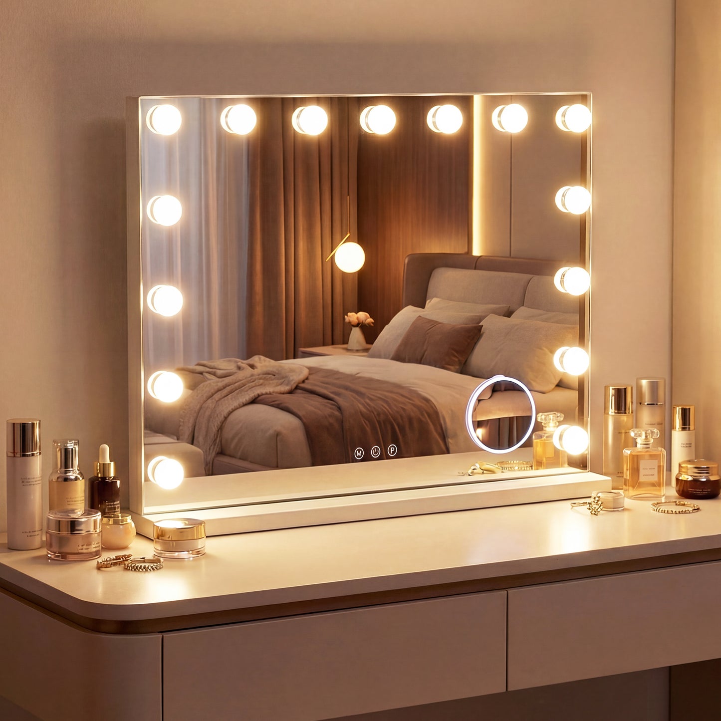 Vanity Mirror with Lights with 10X Magnification for Vanity Desk-White