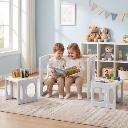 Versatile Kids Table and Chairs Set for Toddlers Ages 1-5-Gray