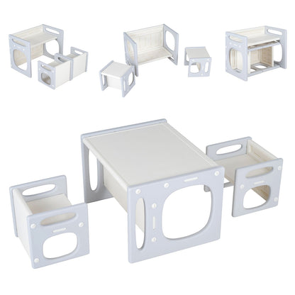 Versatile Kids Table and Chairs Set for Toddlers Ages 1-5-Gray