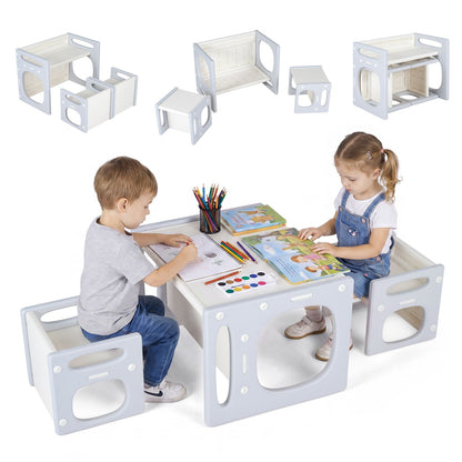 Versatile Kids Table and Chairs Set for Toddlers Ages 1-5-Gray