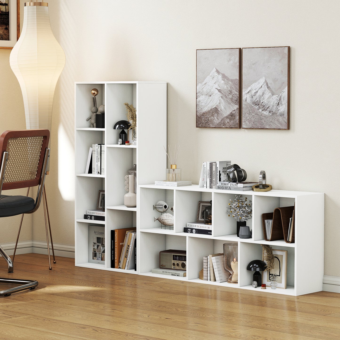 Vertical or Horizontal Freestanding Bookshelf with 7 Compartments-Rustic Brown