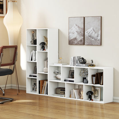 Vertical or Horizontal Freestanding Bookshelf with 7 Compartments-Rustic Brown