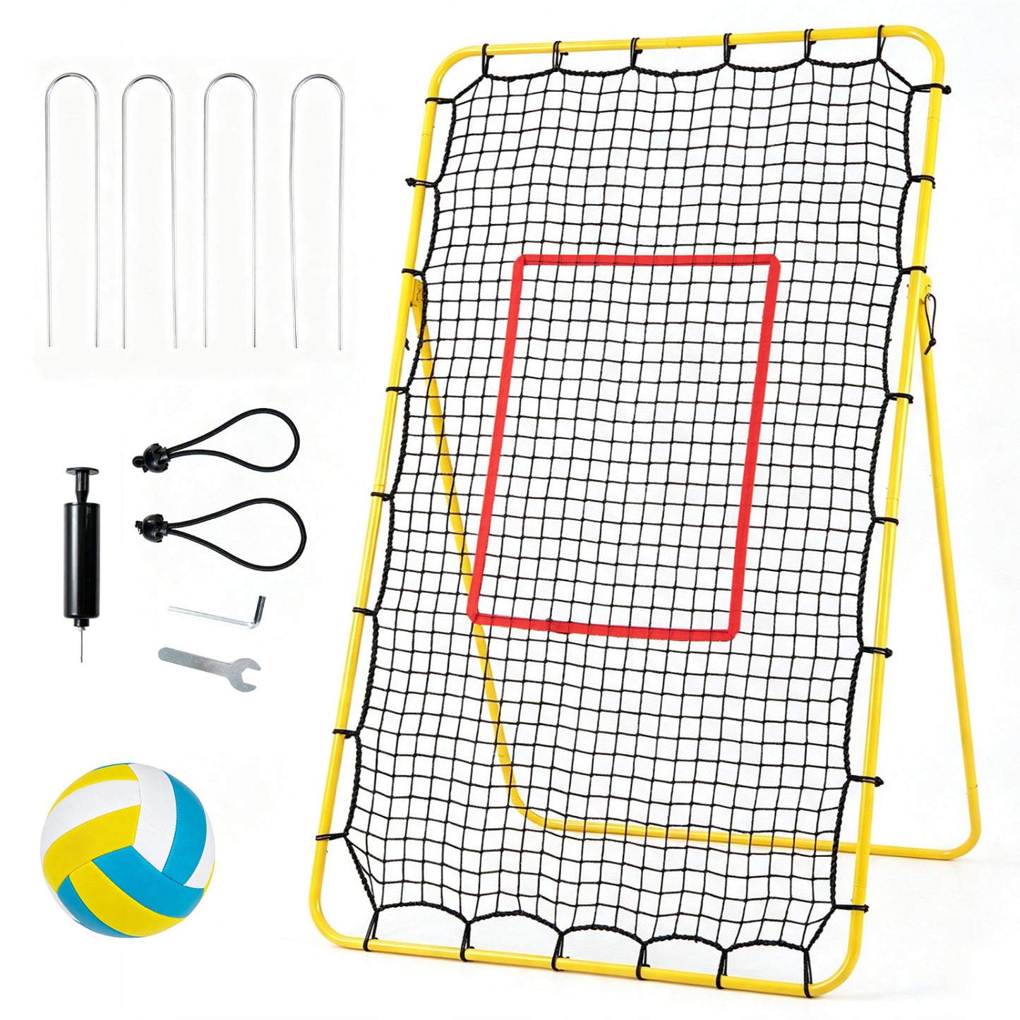 Volleyball Rebounder Net with 4 Adjustable Angles for Bumping and Spiking