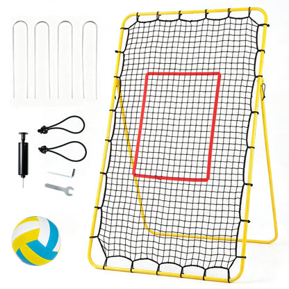 Volleyball Rebounder Net with 4 Adjustable Angles for Bumping and Spiking