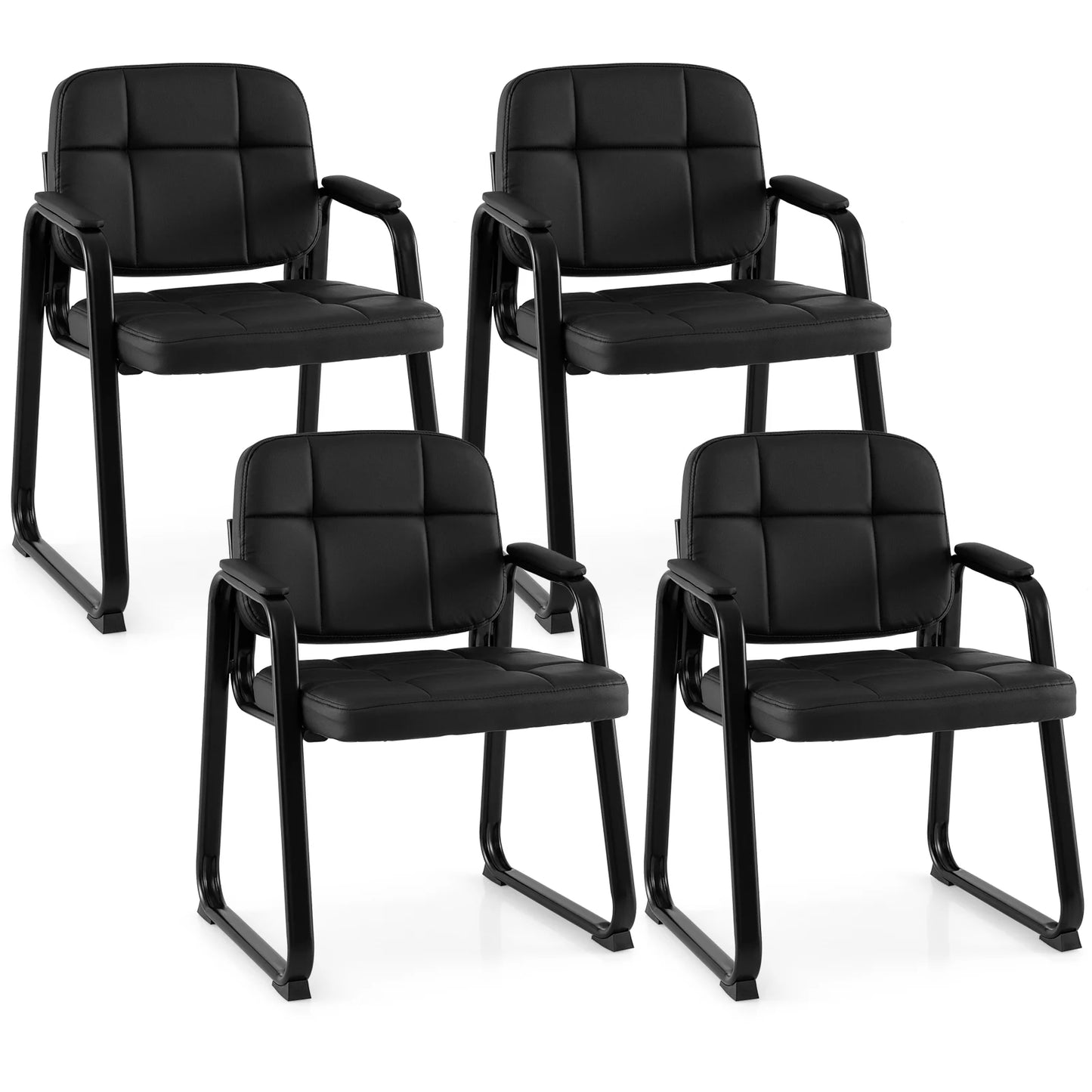 Waiting Room Guest Chairs Set of 4 Leather Office Reception Chairs