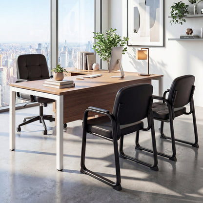 Waiting Room Guest Chairs Set of 2 Leather Office Reception Chairs-Set of 2