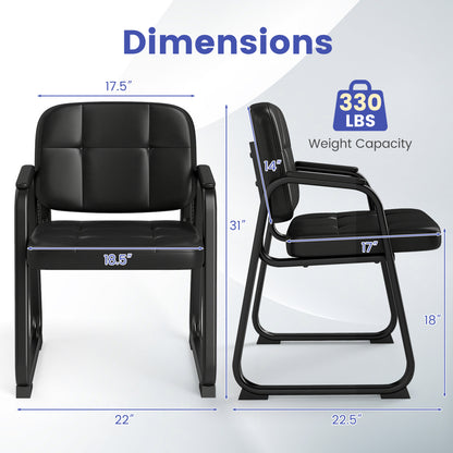 Waiting Room Guest Chairs Set of 2 Leather Office Reception Chairs-Set of 2