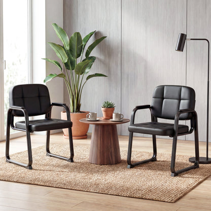 Waiting Room Guest Chairs Set of 2 Leather Office Reception Chairs-Set of 2