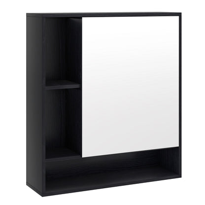 Wall Mounted  Bathroom Cabinet with Mirror Single Door-Black