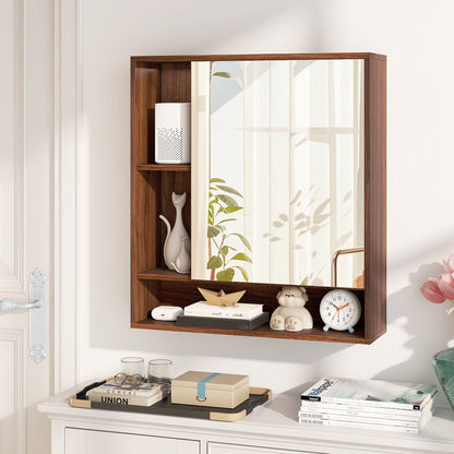 Wall Mounted  Bathroom Cabinet with Mirror Single Door-Black