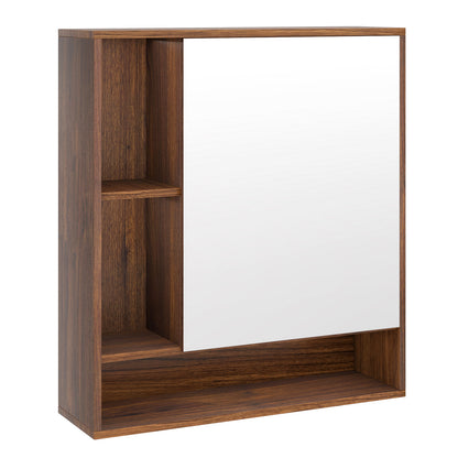 Wall Mounted  Bathroom Cabinet with Mirror Single Door-Black