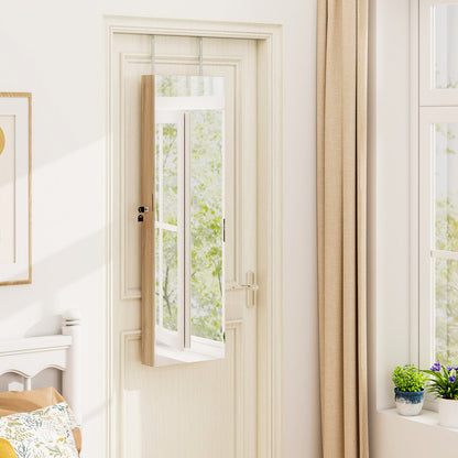 Wall And Door Mounted Mirrored Jewelry Cabinet With Lights-Black