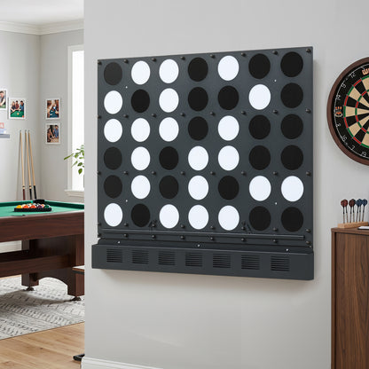 Wall-mounted Jumbo 4-in-a-Row game with black acrylic discs, outdoor lawn game by Wilsons Home Store, for outdoor fun.
