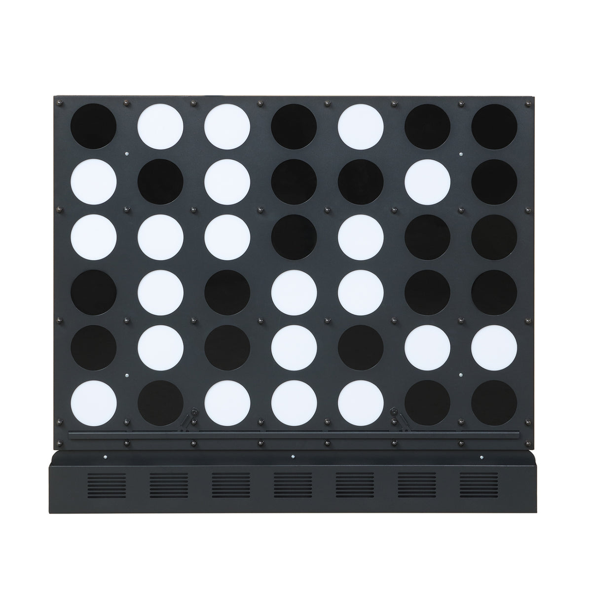 Wall-mounted Jumbo 4-in-a-Row game with black acrylic discs, outdoor lawn game for fun, by Direct by Wilsons Home Store.