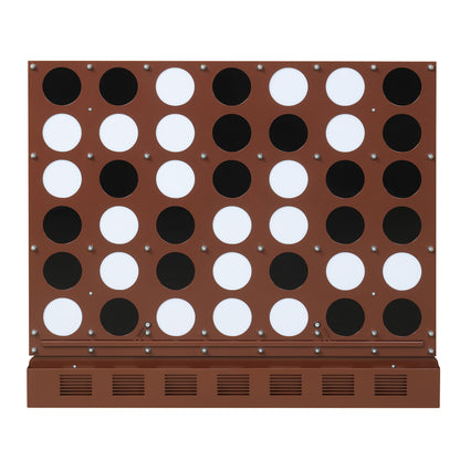 Wall-mounted Jumbo 4-in-a-Row game with black acrylic discs, outdoor lawn game by Wilsons Home Store, designed for outdoor play.