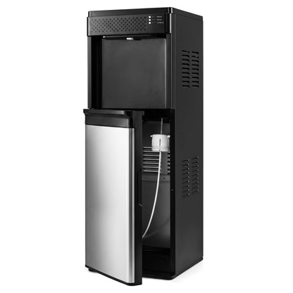 Black 3-in-1 water dispenser with ice maker and bottom loading design, suitable for 5-gallon bottles, by Wilsons Home Store.