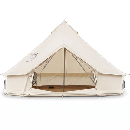 Waterproof Bell Tent with Stove Jack Accommodates and Mesh Windows Doors-S