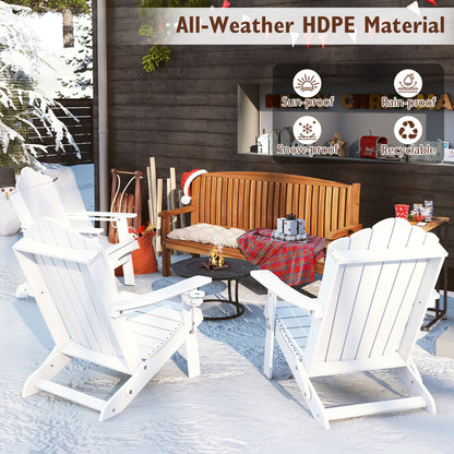 Weather Resistant HDPE Folding Adirondack Chair with High Backrest for Backyard-Black