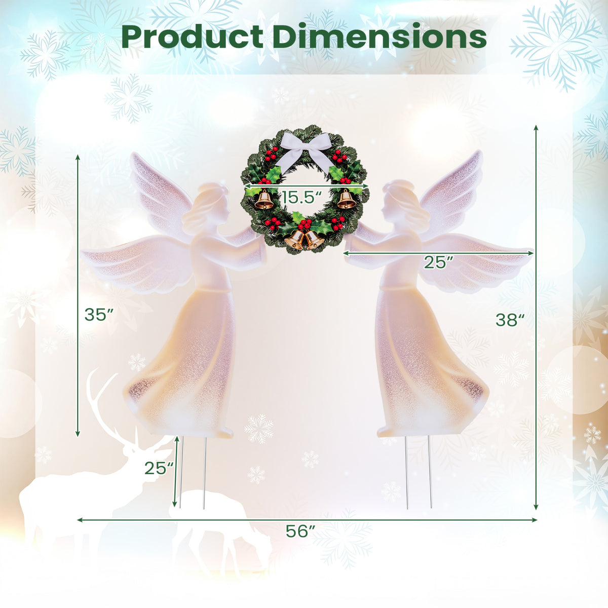 Weather-Resistant PVC Christmas Angel Decoration and Wreath Decorative Set-Pink