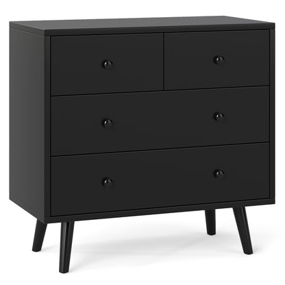 Wide Wooden Dresser with 4 Drawers for Bedroom Living Room-Black