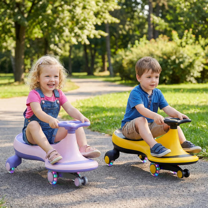 Wiggle Car Ride-on Toy with Flashing Wheels-Purple