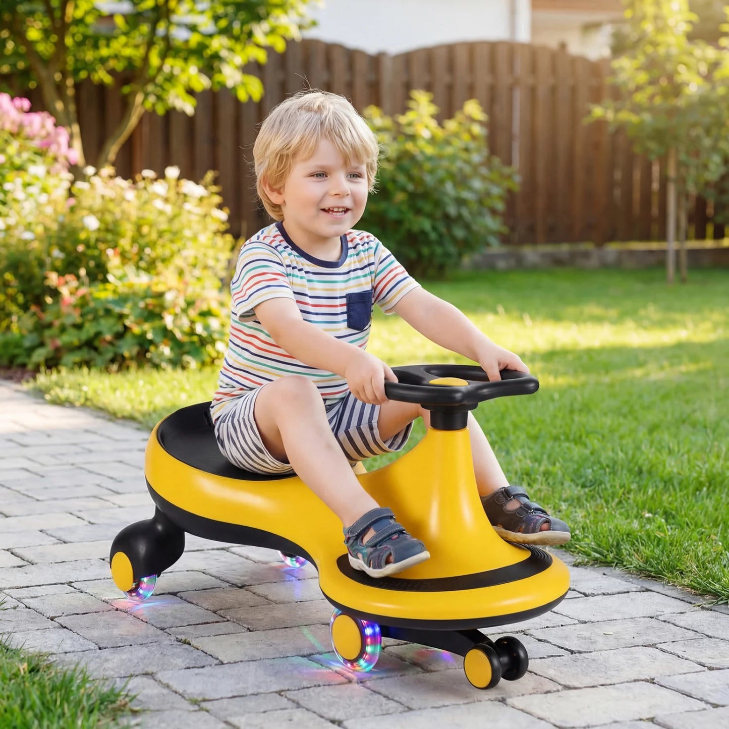 Wiggle Car Ride-on Toy with Flashing Wheels-Purple