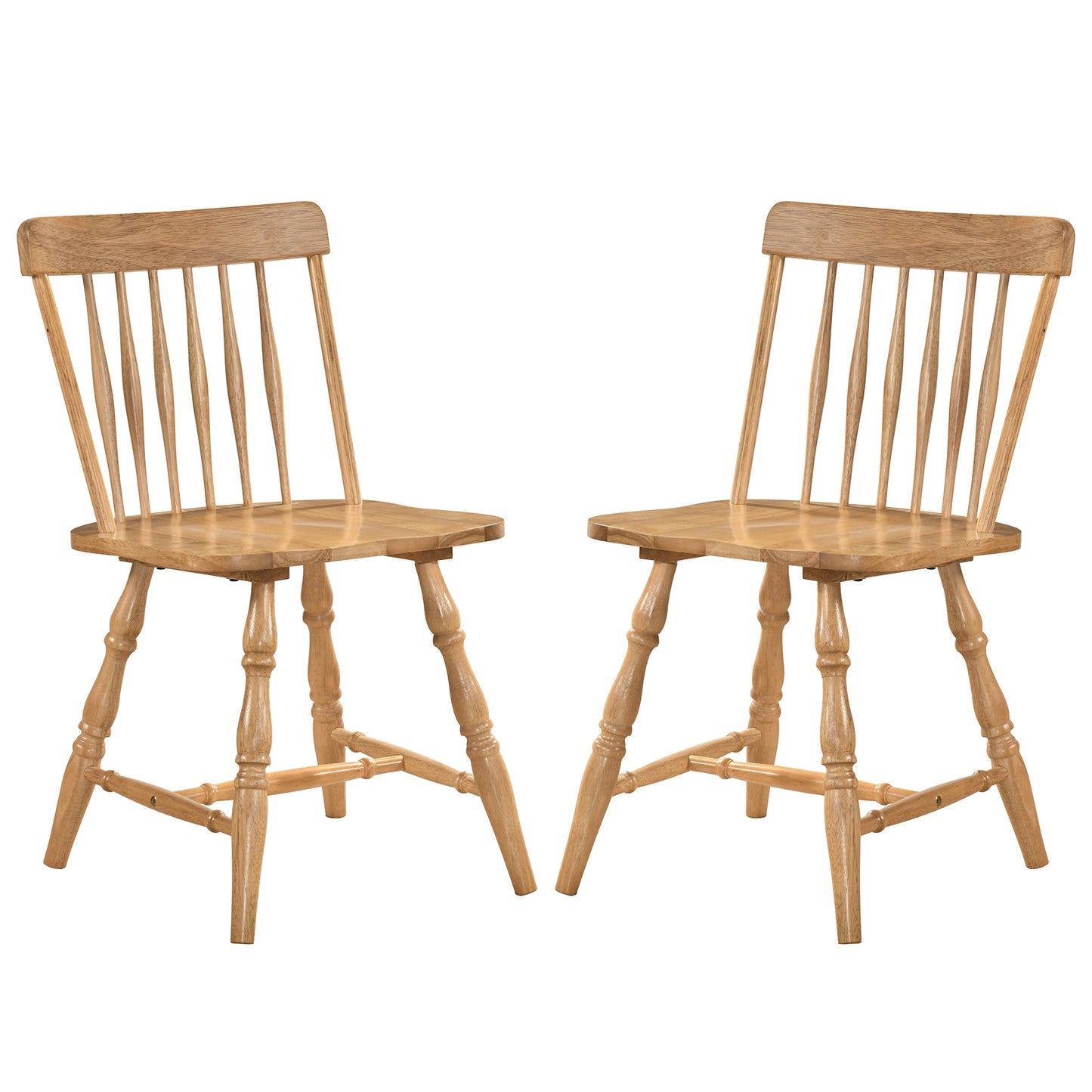 Windsor Dining Chairs Set of 2 with Curved Spindle Back-Black