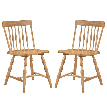 Windsor Dining Chairs Set of 2 with Curved Spindle Back-Black