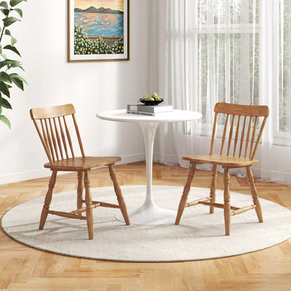 Windsor Dining Chairs Set of 2 with Curved Spindle Back-Black