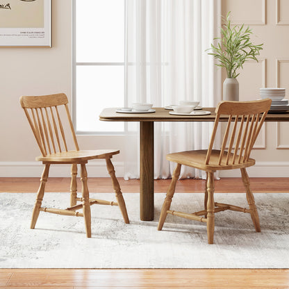 Windsor Dining Chairs Set of 2 with Curved Spindle Back-Black