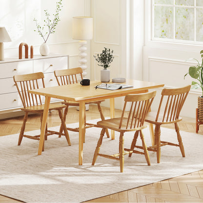 Windsor Dining Chairs Set of 4 with Curved Spindle Back-Black