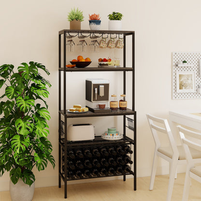 Wine Organizer with Power Outlet and Bottle Holders-Gray