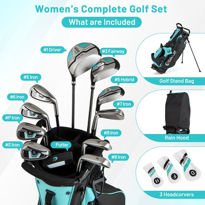 Women's Complete Golf Clubs and Bag Set Golf Stand Bag-Green
